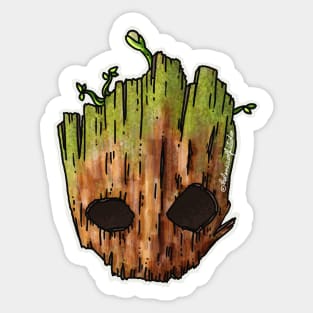 Baby Groot Skull Sticker